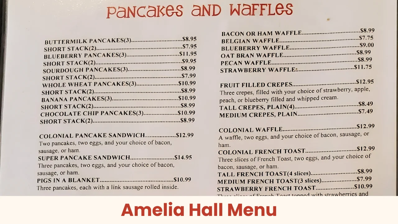 Amelia Hall Menu
