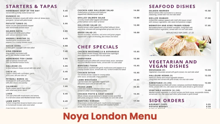 Noya London Menu