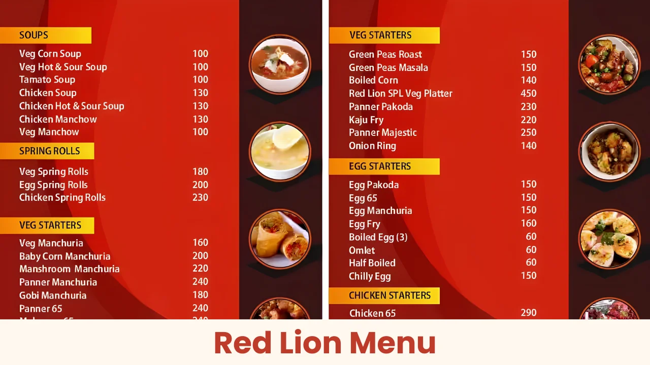 Red Lion Menu
