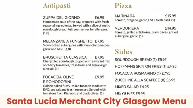 Santa Lucia Merchant City Glasgow Menu