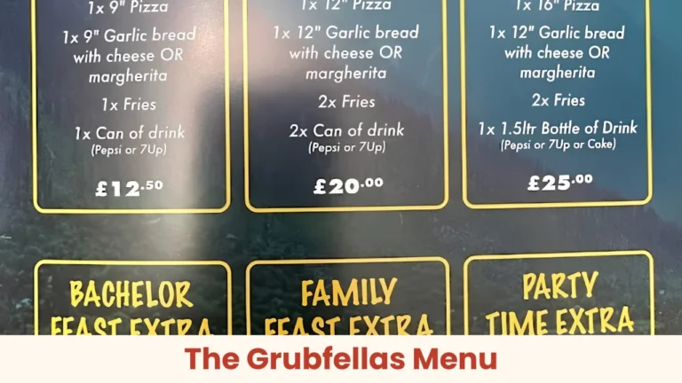 The Grubfellas Menu