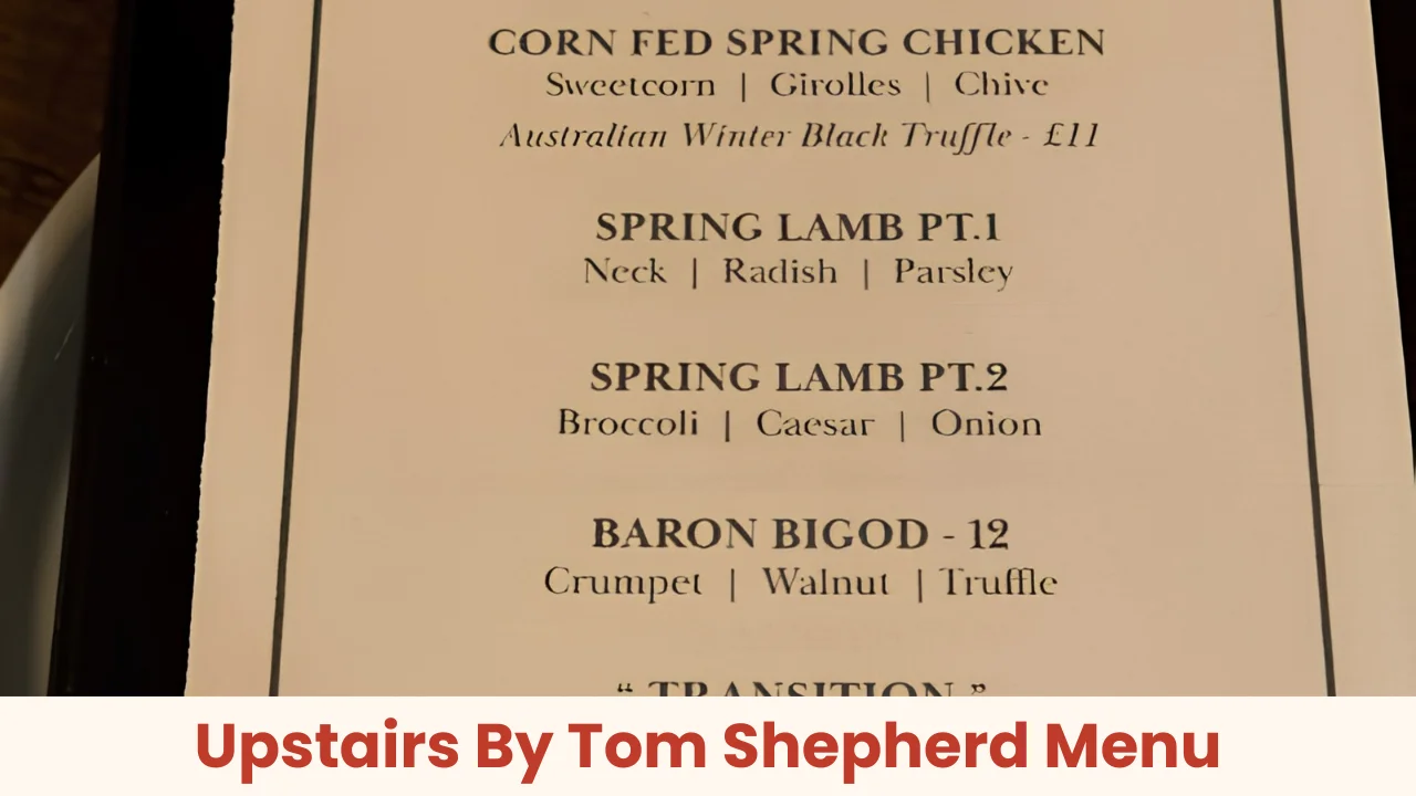 Upstairs By Tom Shepherd Menu