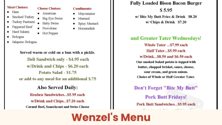 Wenzel's Menu