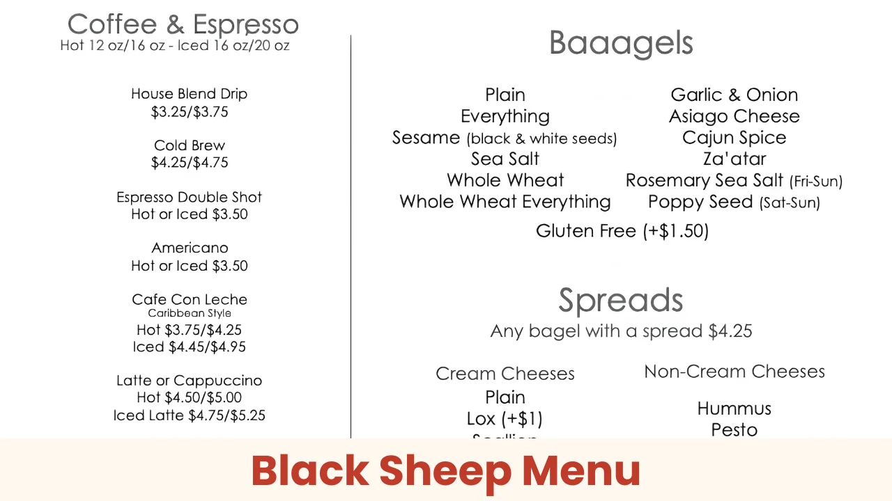 Black Sheep Menu