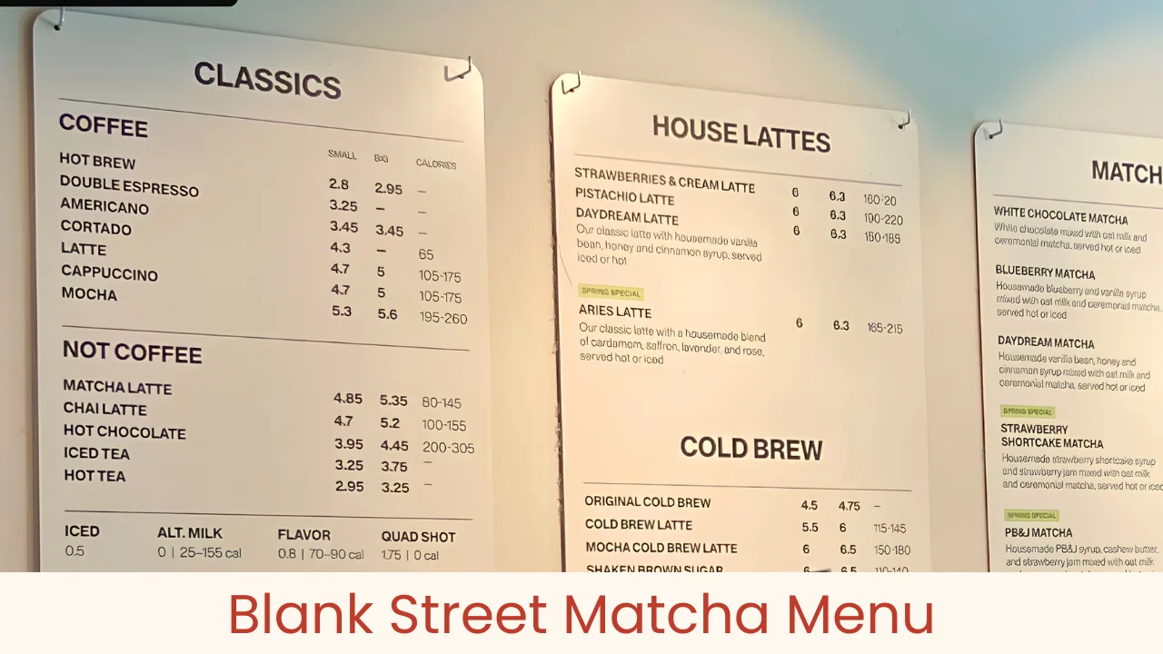 Blank Street Matcha Menu