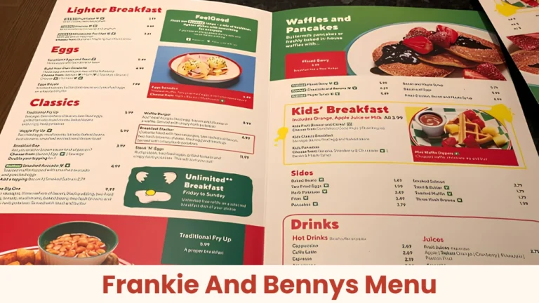 Frankie And Bennys Menu