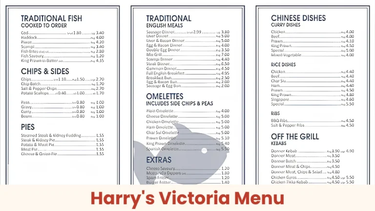 Harry's Victoria Menu