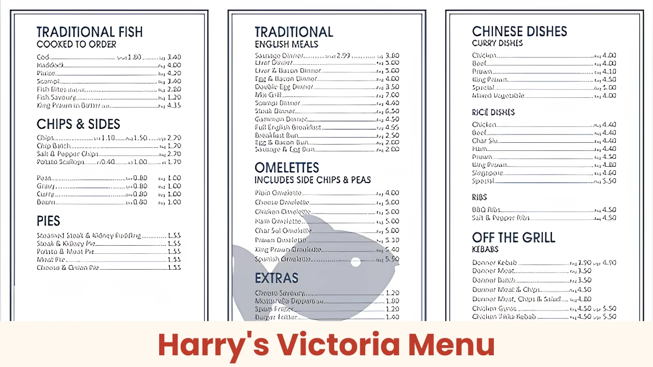 Harry's Victoria Menu