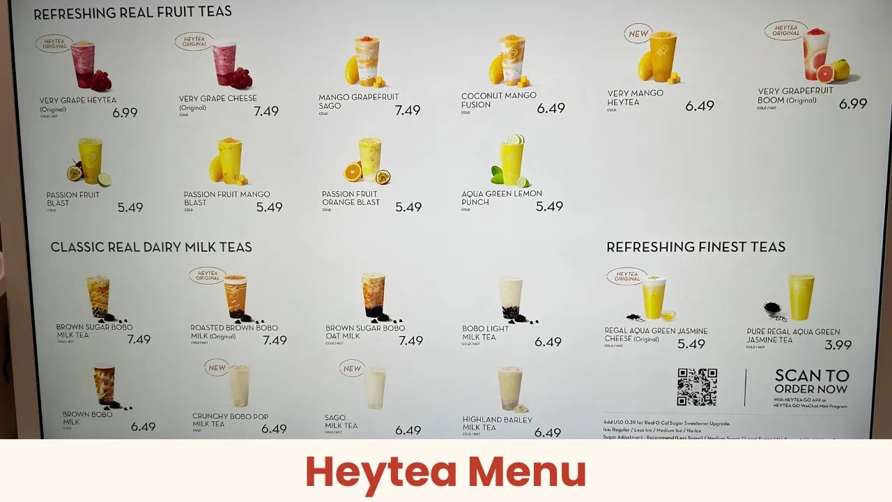 Heytea Menu