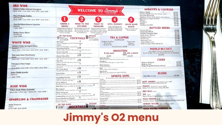Jimmy's O2 menu