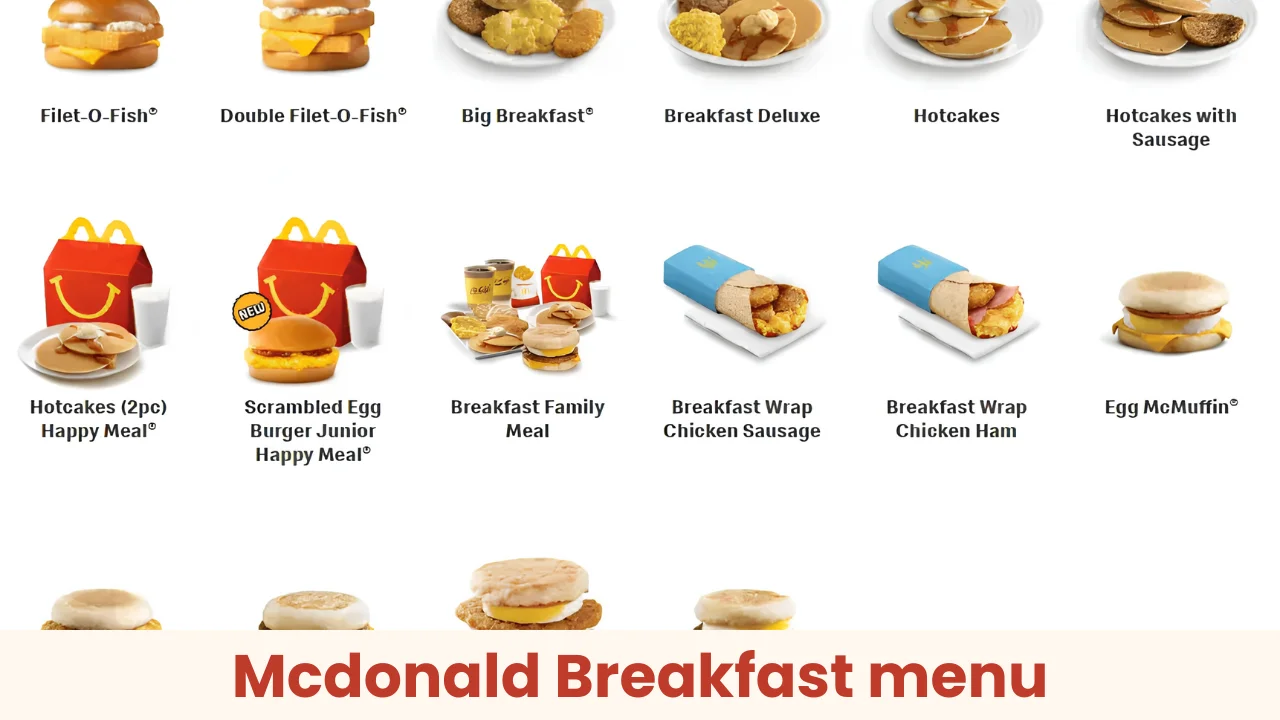 Mcdonald Breakfast menu