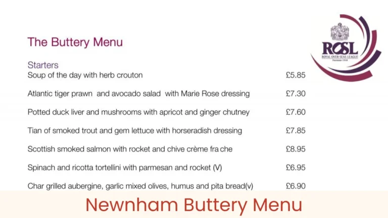 Newnham Buttery Menu