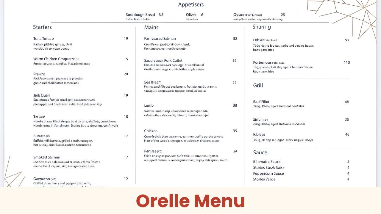 Orelle Menu