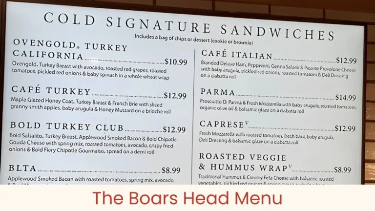 The Boars Head Menu