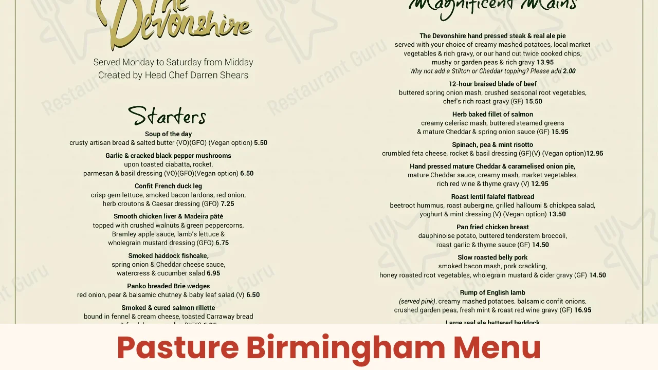The Devonshire Menu