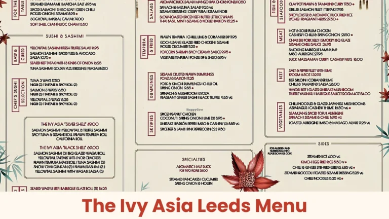 The Ivy Asia Leeds Menu