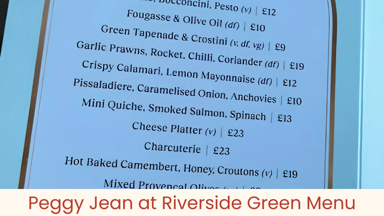Peggy Jean at Riverside Green Menu