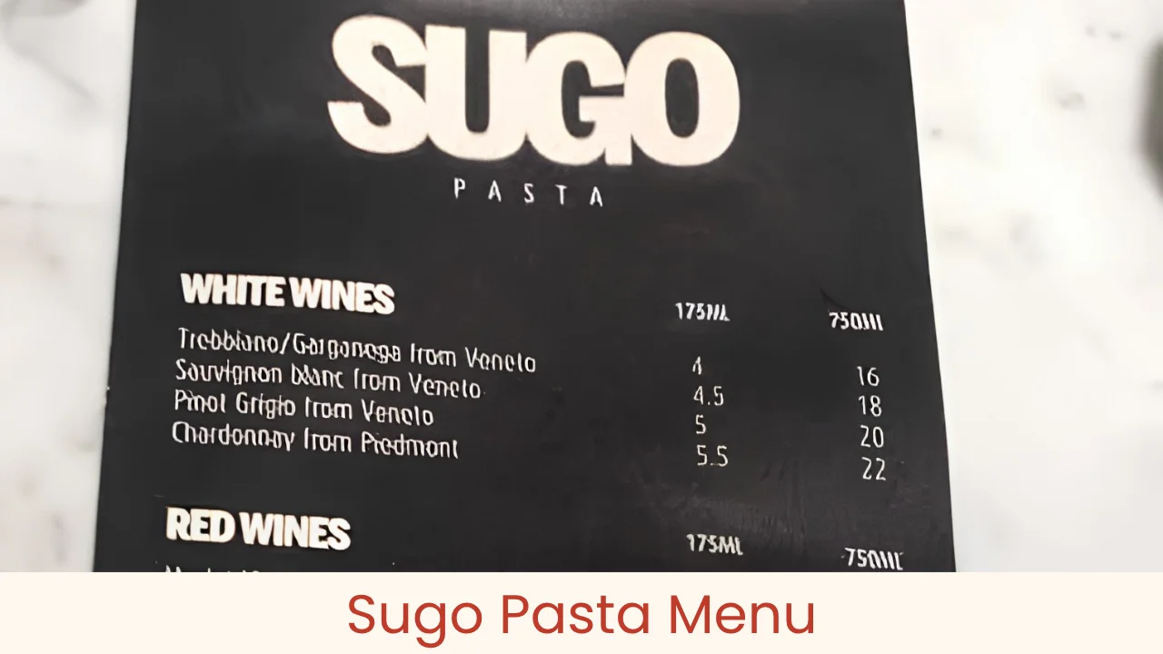 Sugo Pasta Menu