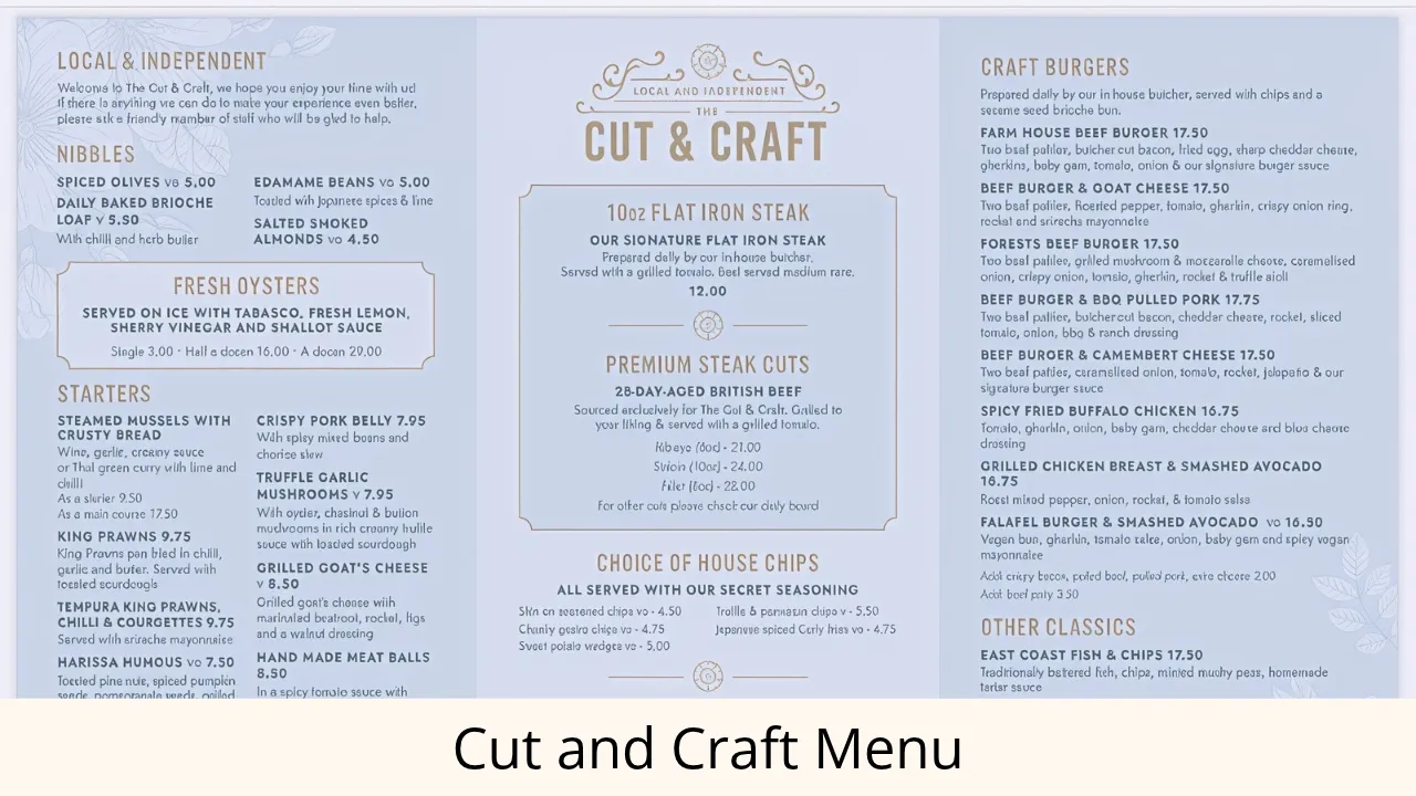 Cut and Craft Menu