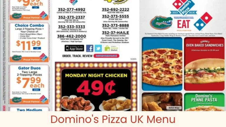 Dominos Pizza UK Menu