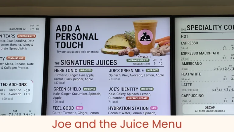Joe and the Juice Menu