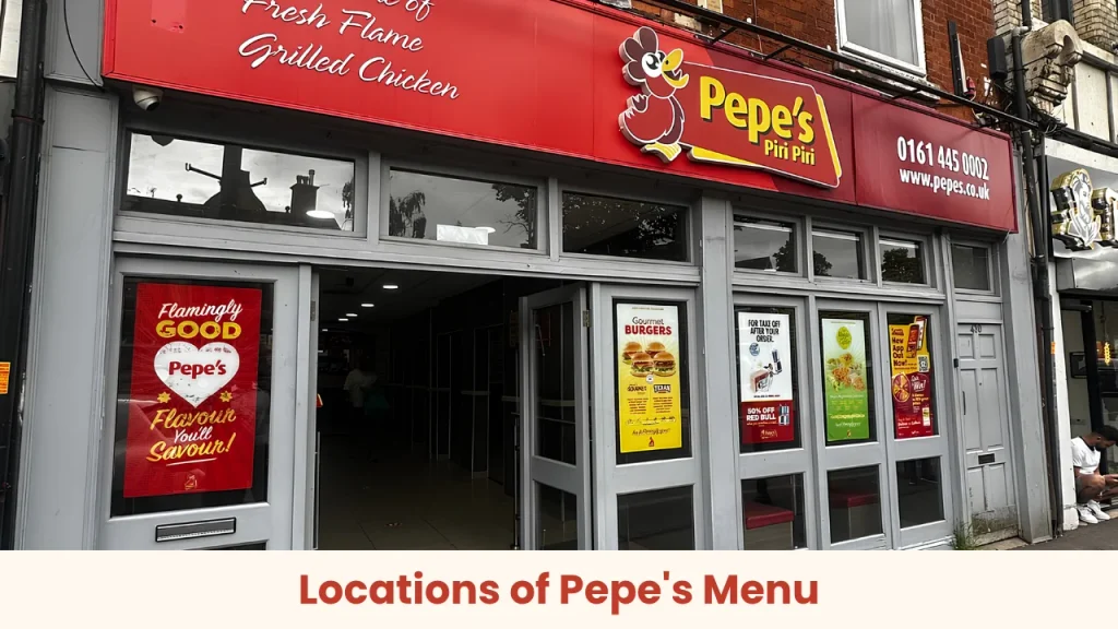 Locations of Pepe's Menu