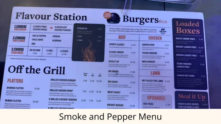 Smoke and Pepper Menu