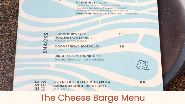 The Cheese Barge Menu