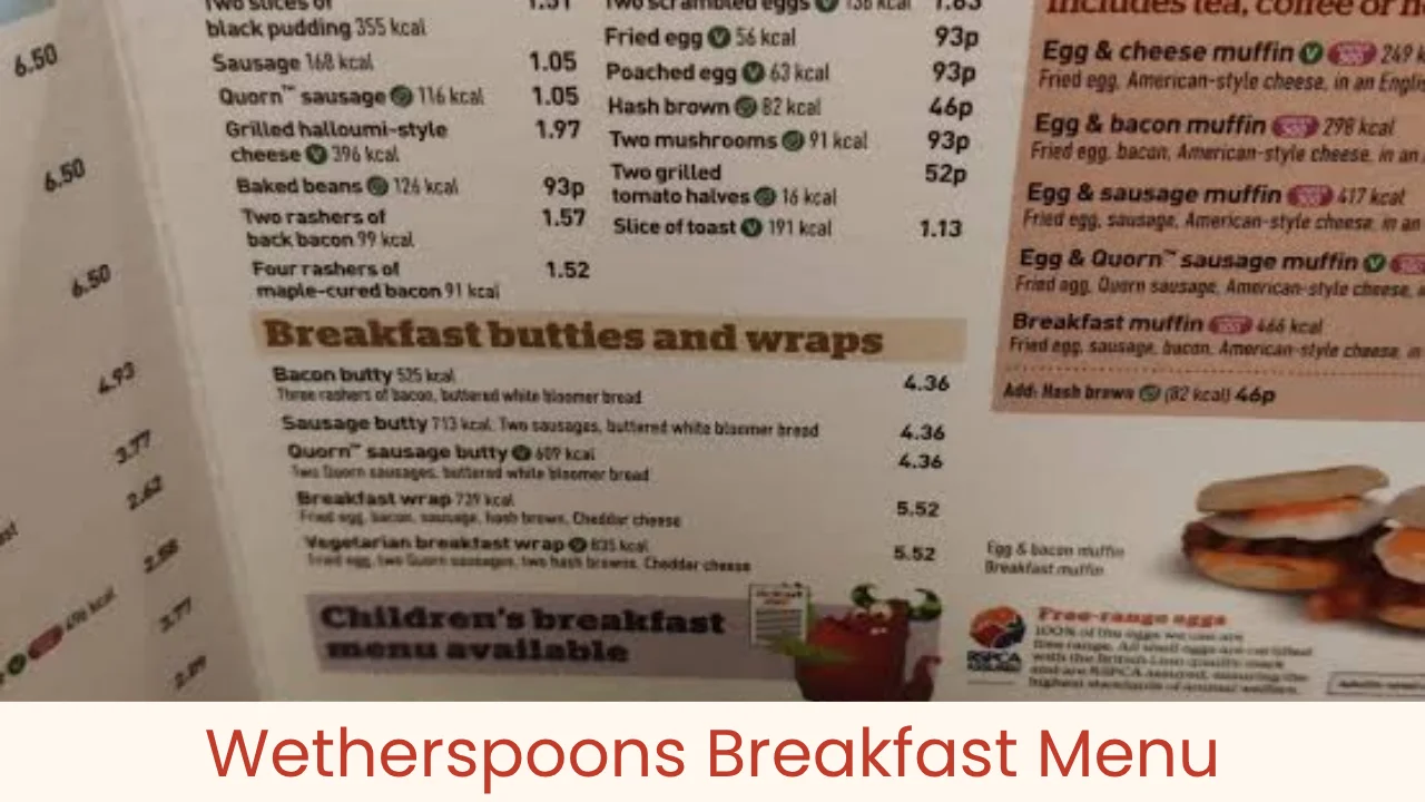 Wetherspoons Breakfast Menu